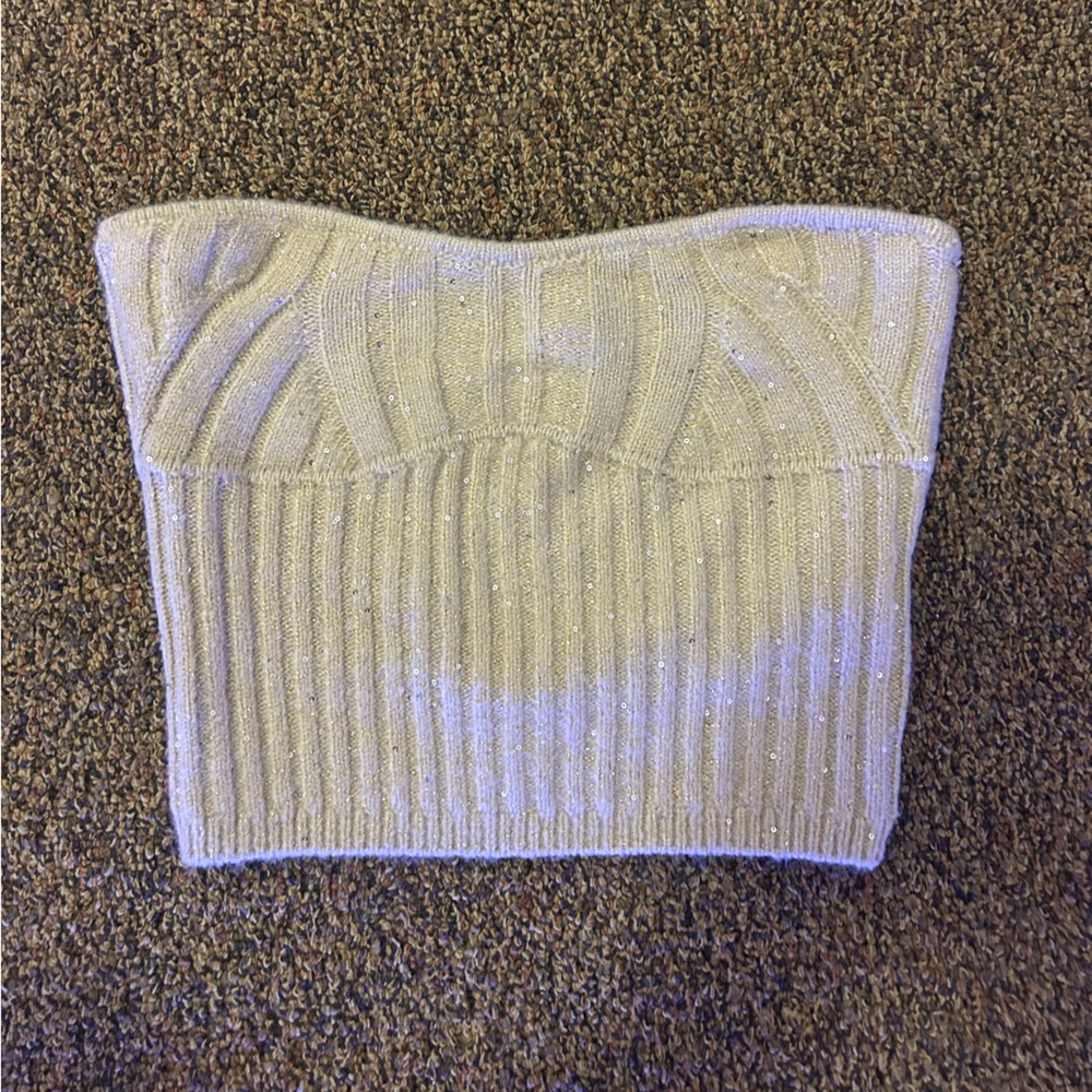 Cream cropped sweater tube top